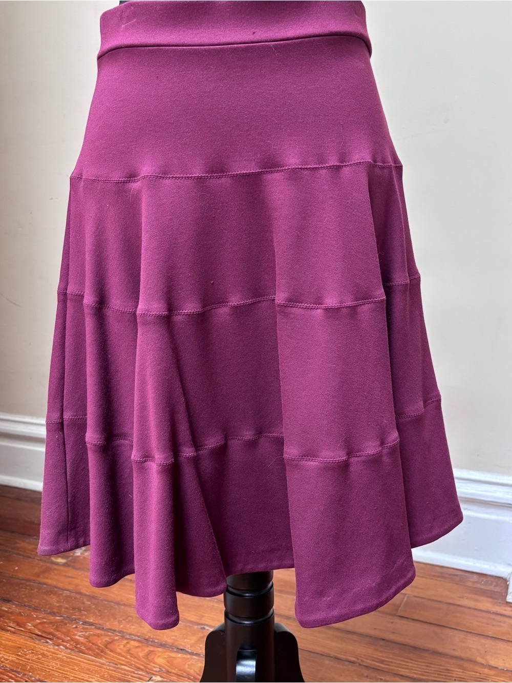 Women's Tiered A-Line Skirt in Burgundy